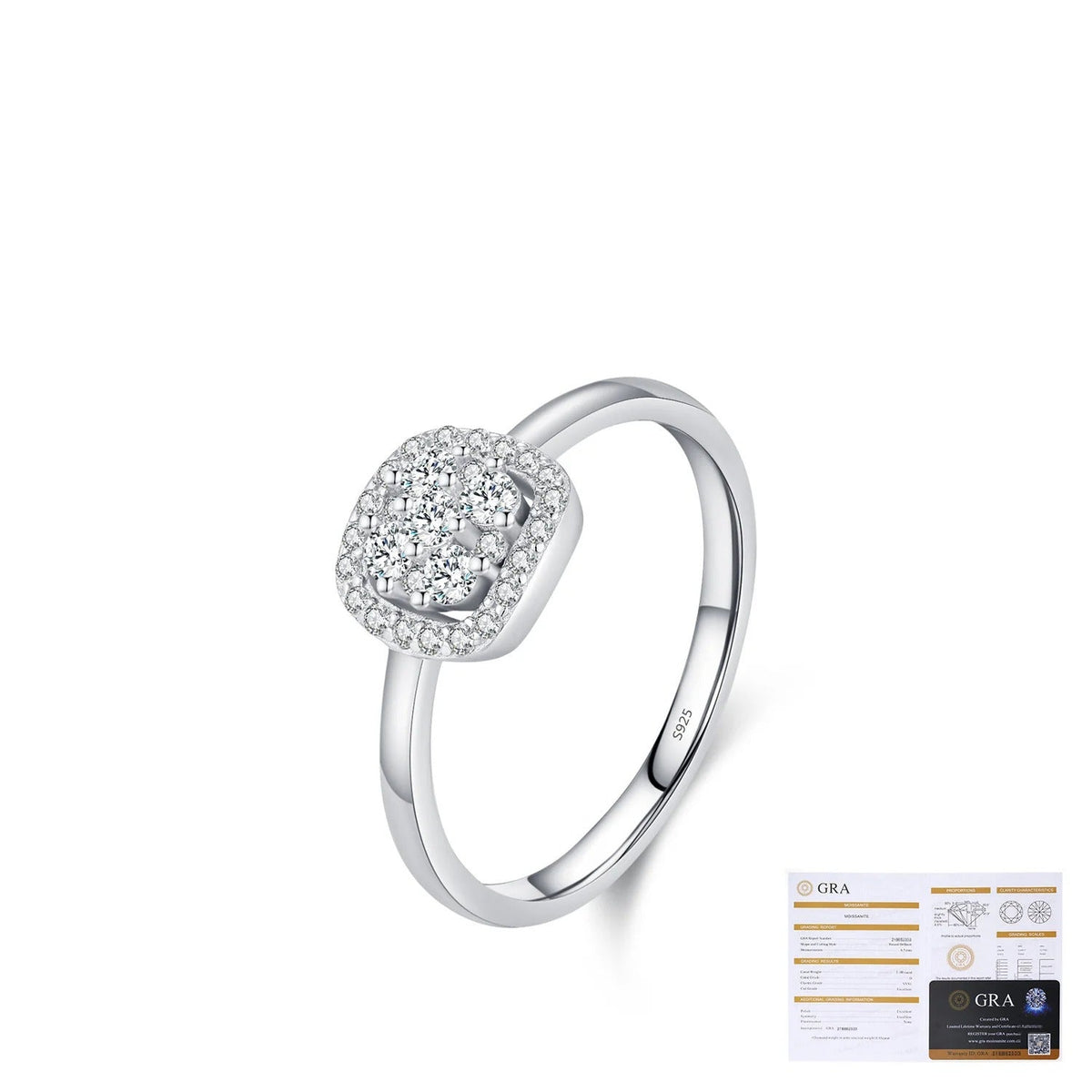 Geometric D-Color VVS1 Moissanite-Set Sterling Silver Engagement Ring for Women