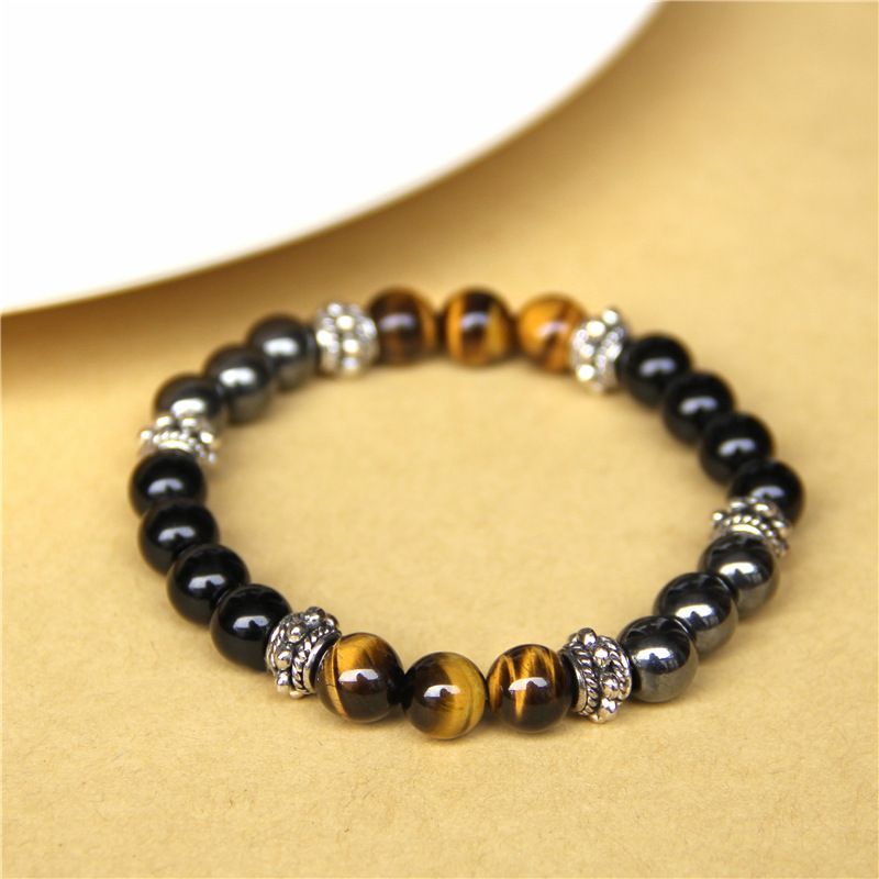Natural Tiger Eye Bead Elastic Bracelet – Unisex