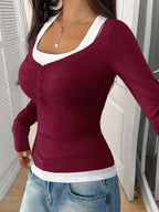 Scoop Neck Womens Long Sleeve T Shirt