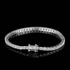 VVS1 Moissanite S925 & 14K Tennis Chain Iced Out Necklace and Bracelet, 6–26 Inch, 2–6.5mm Round Cut D-Grade Certified Moissanite, Sterling Silver White Gold Plated, Hypoallergenic Hip Hop Jewelry