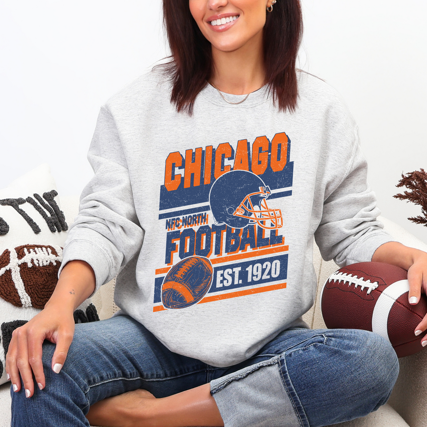 Retro Chicago Football Crewneck Sweatshirt