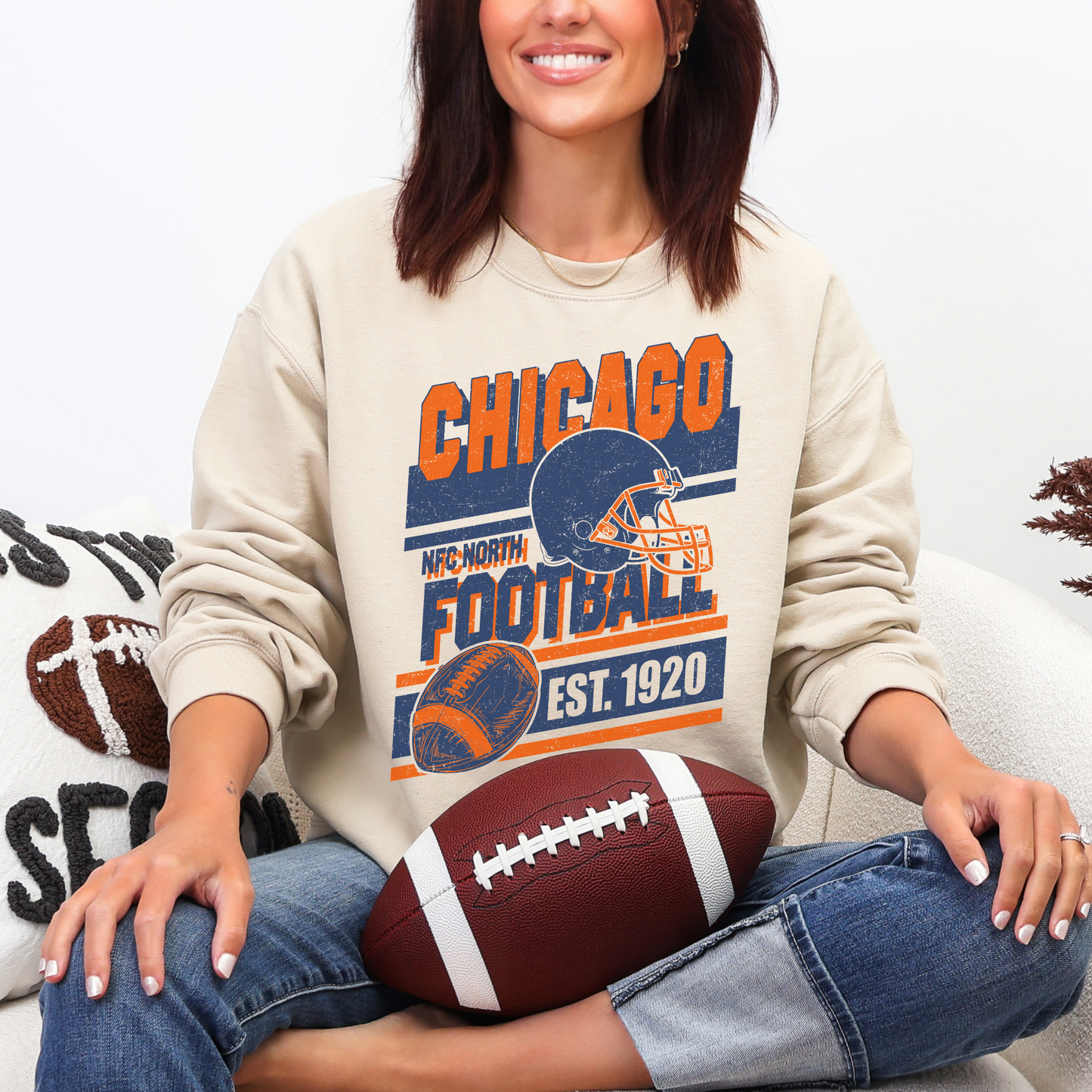 Retro Chicago Football Crewneck Sweatshirt