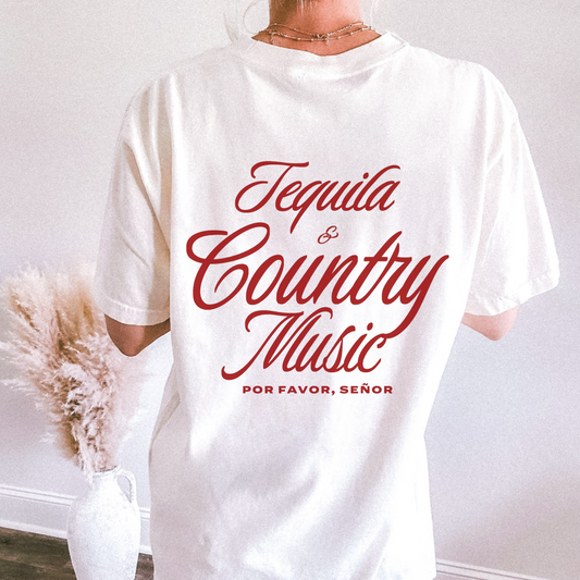 Tequila & Country Music Graphic Tee – Western Cowgirl  T-Shirt