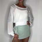 Sheer Mesh Pullover Top / Ballet Warm Up Top / White Mesh Pullover