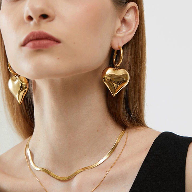 Chunky Heart Hoop Earrings -soristyle