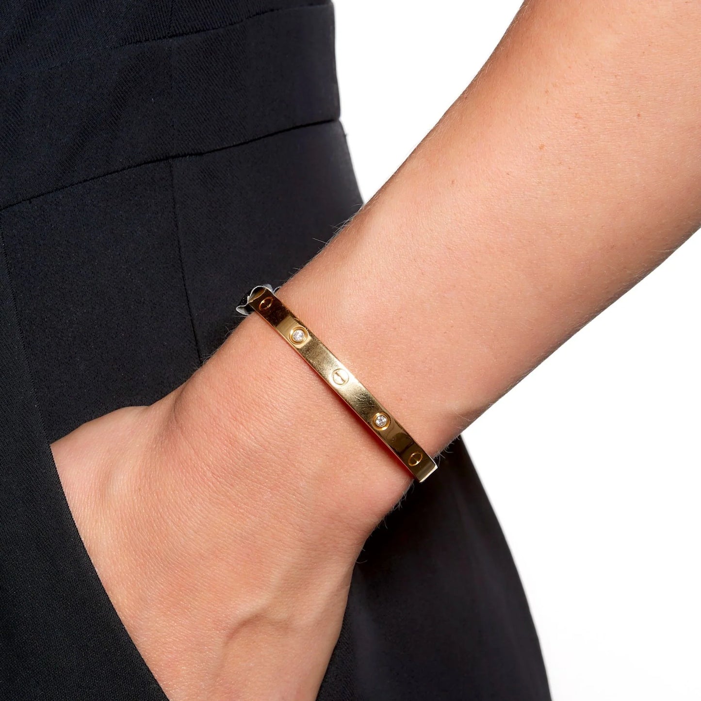 Elegant Diamond Screw Bangle Bracelet