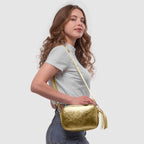 Metallic Suede Leather Crossbody Bag