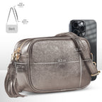 Metallic Suede Leather Crossbody Bag