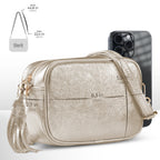 Metallic Suede Leather Crossbody Bag