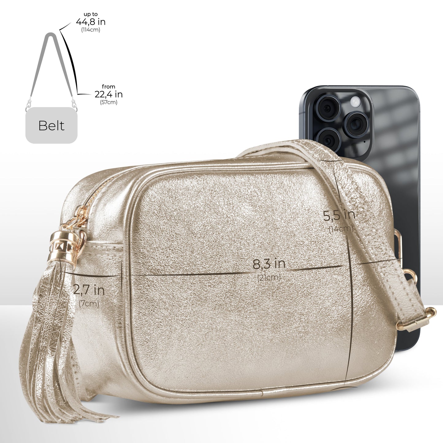 Metallic Suede Leather Crossbody Bag