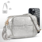 Metallic Suede Leather Crossbody Bag