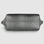 Grid Metallic Suede Leather Top-Handle Bag