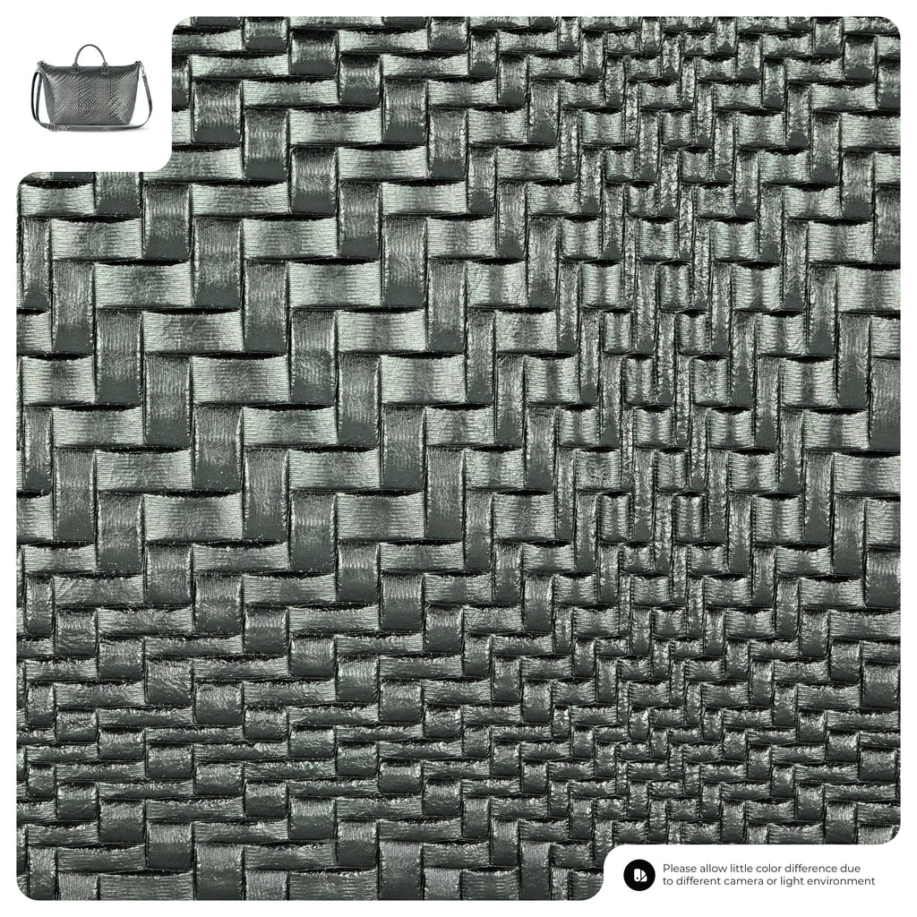 Grid Metallic Suede Leather Top-Handle Bag
