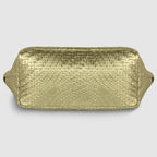 Grid Metallic Suede Leather Top-Handle Bag