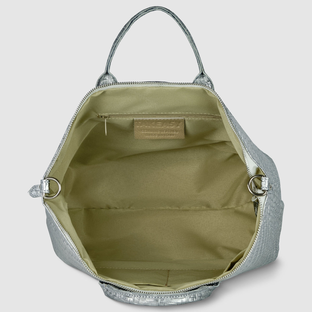 Grid Metallic Suede Leather Top-Handle Bag