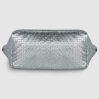 Grid Metallic Suede Leather Top-Handle Bag