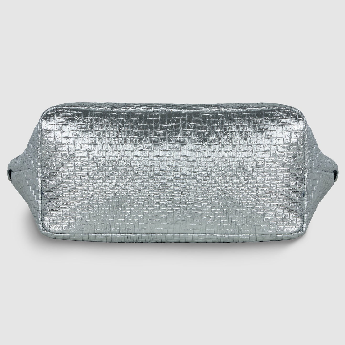 Grid Metallic Suede Leather Top-Handle Bag