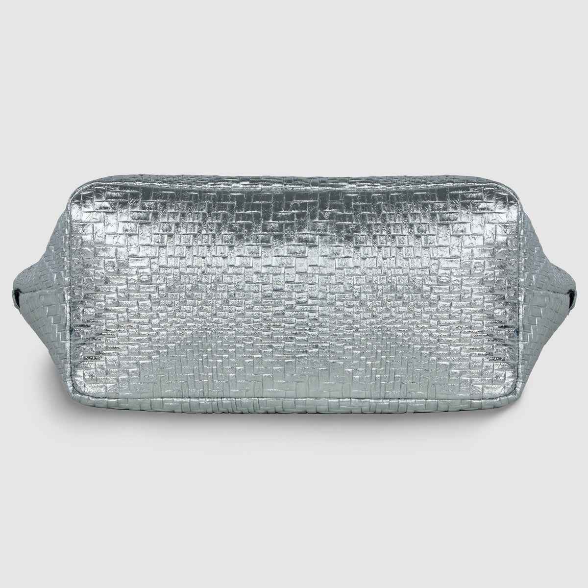 Grid Metallic Suede Leather Top-Handle Bag