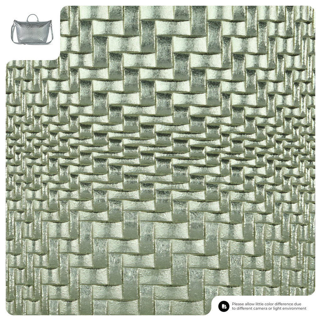 Grid Metallic Suede Leather Top-Handle Bag