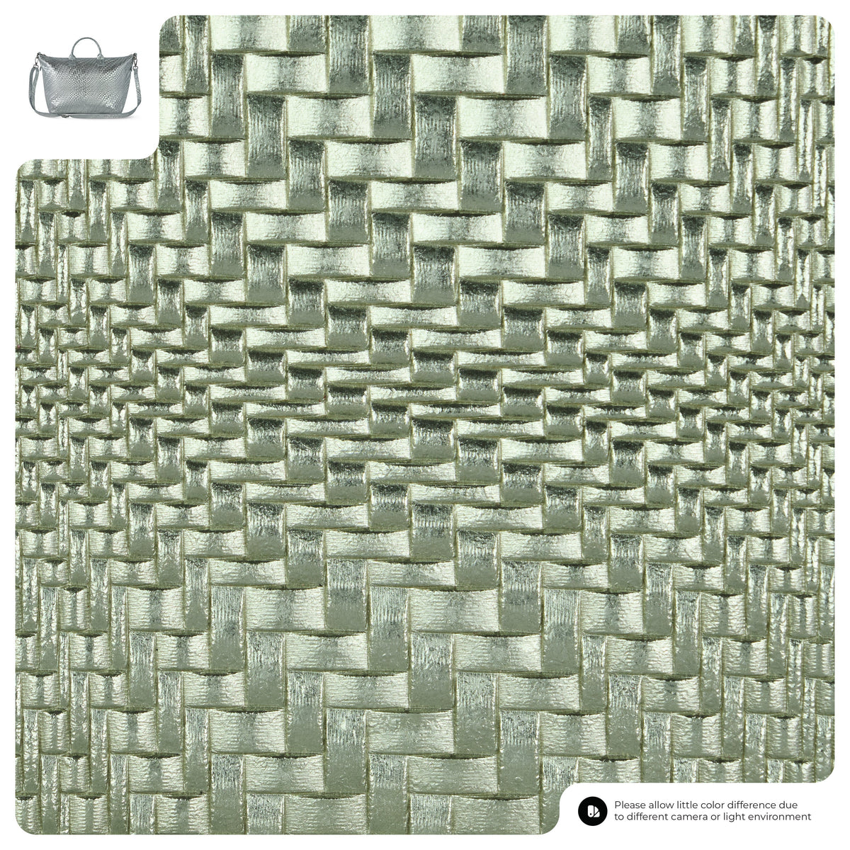Grid Metallic Suede Leather Top-Handle Bag