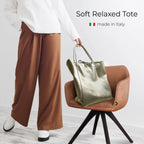 Metallic Calf Leather Tote Bag