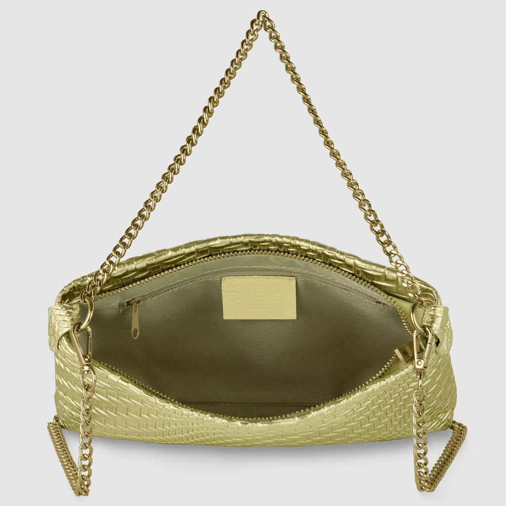 Grid Metallic Suede Leather Crossbody Bag