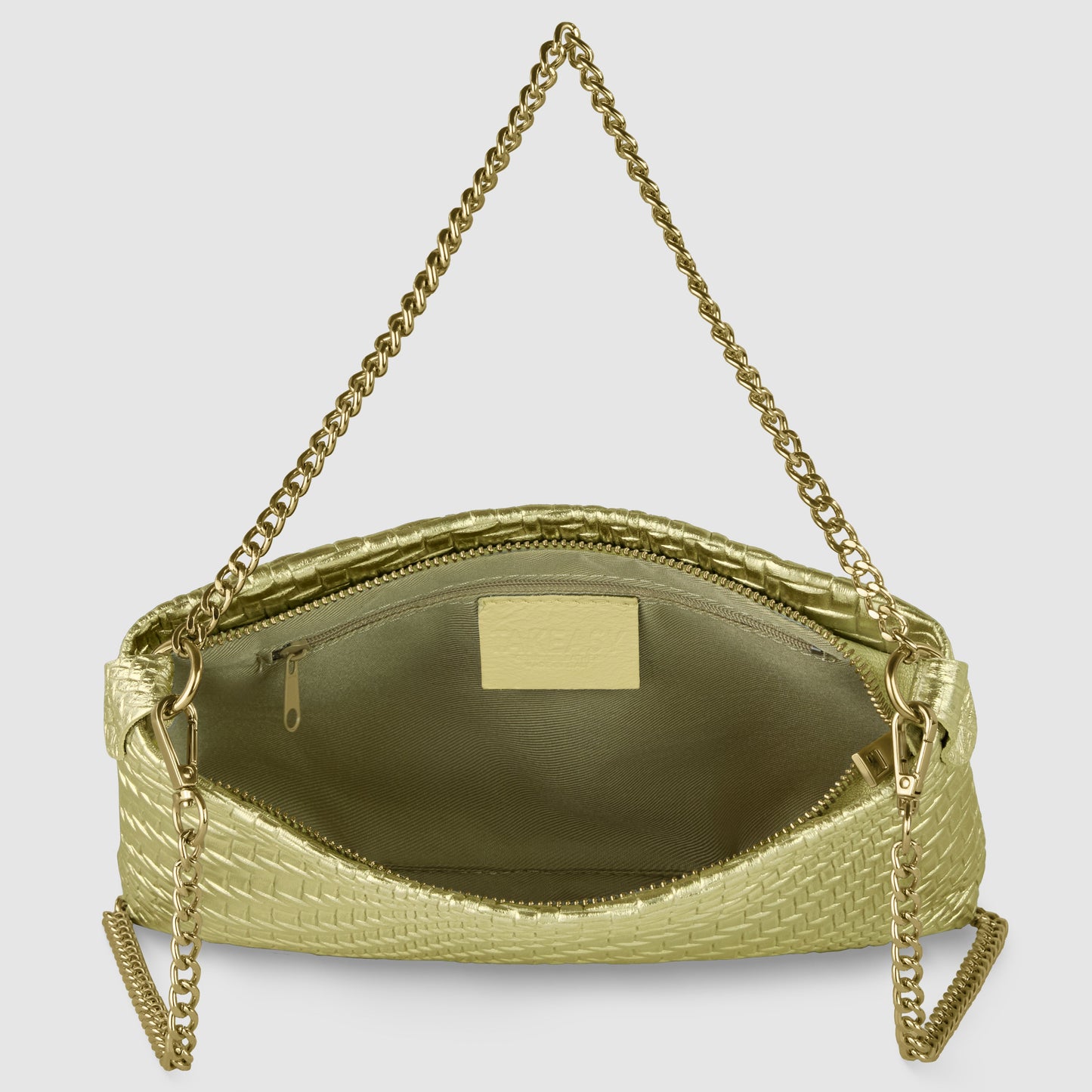 Grid Metallic Suede Leather Crossbody Bag