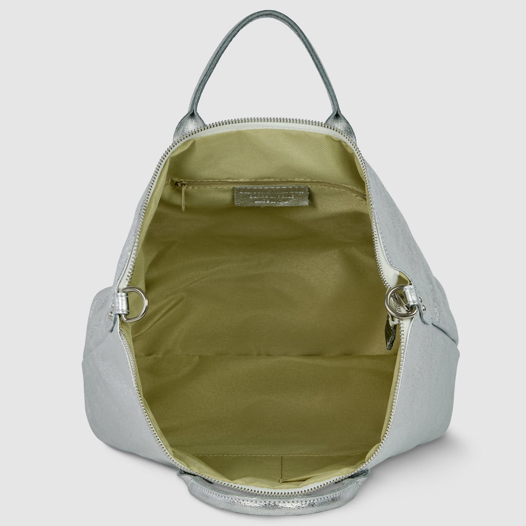 Metallic Suede Leather Top-Handle Bag