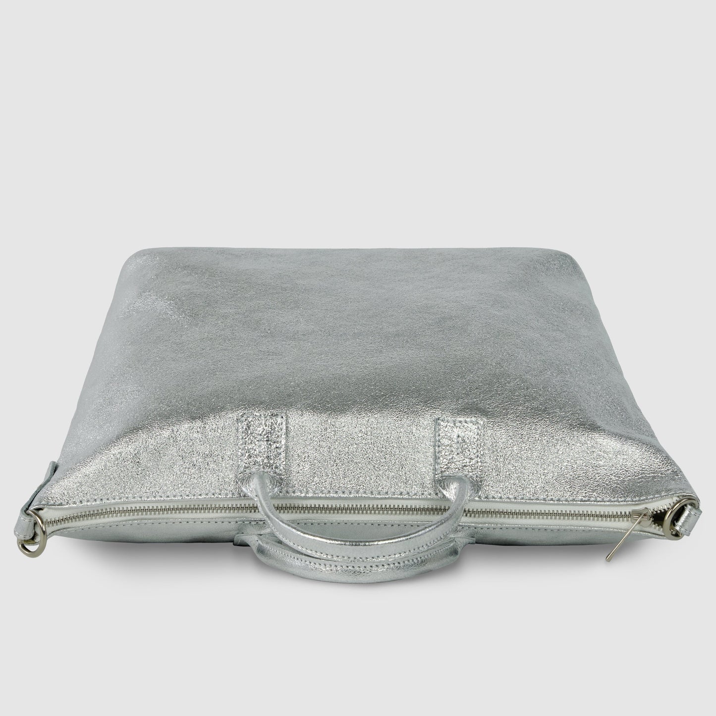 Metallic Suede Leather Top-Handle Bag