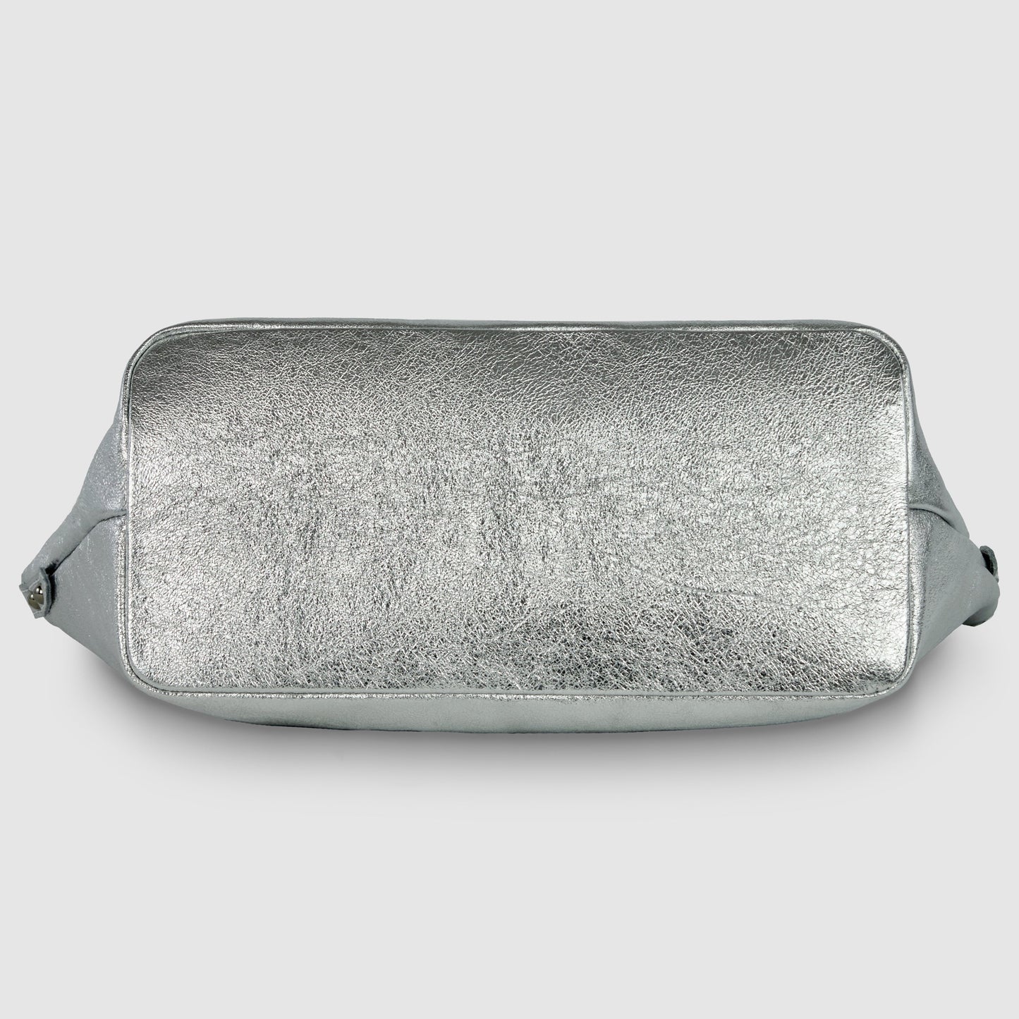 Metallic Suede Leather Top-Handle Bag