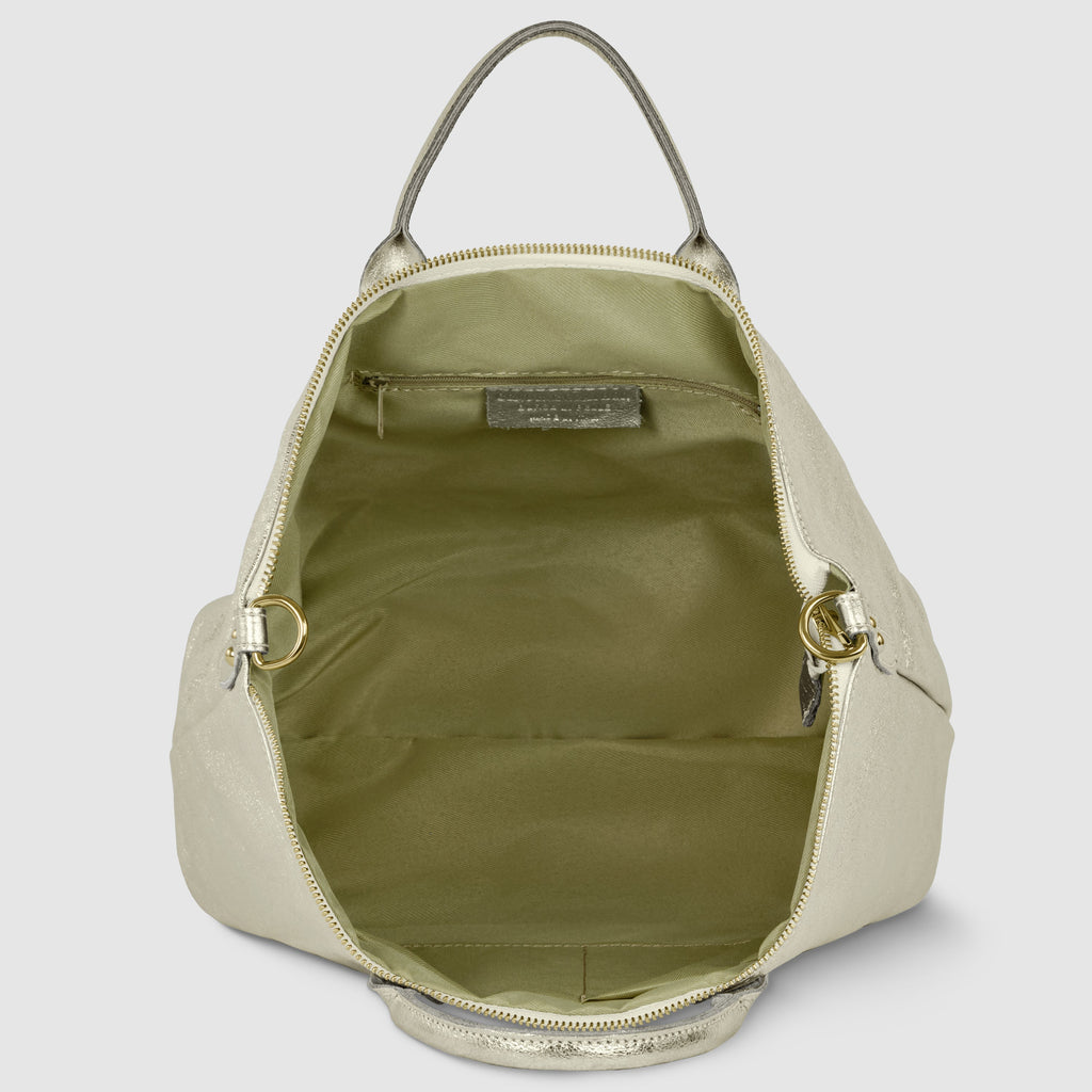 Metallic Suede Leather Top-Handle Bag