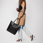 Metallic Suede Leather Tote Bag
