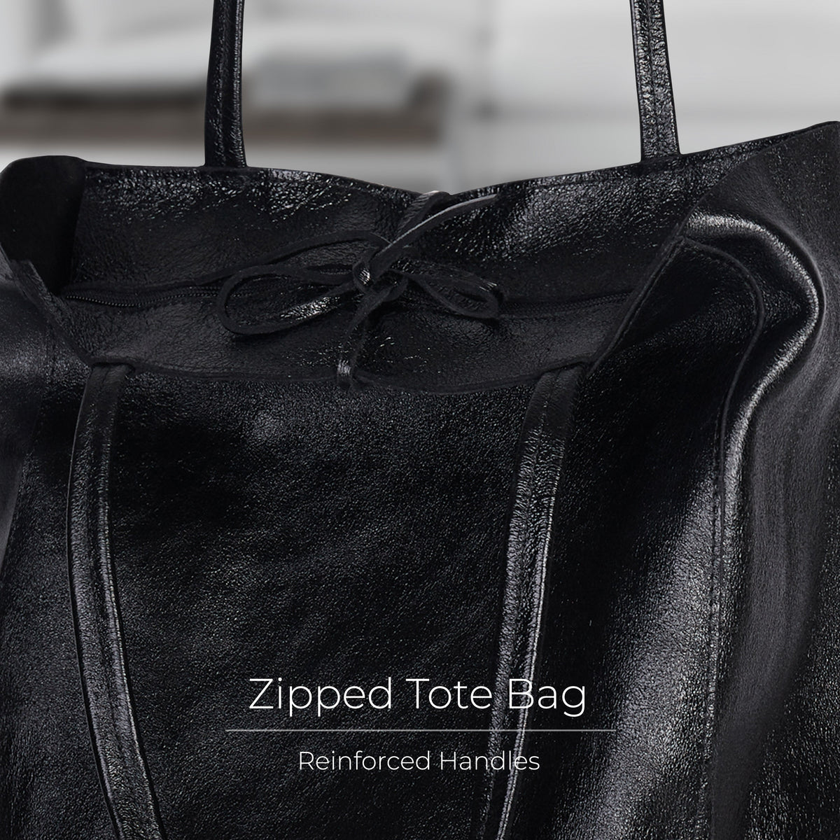 Metallic Suede Leather Tote Bag