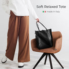 Metallic Suede Leather Tote Bag