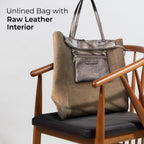 Metallic Suede Leather Tote Bag