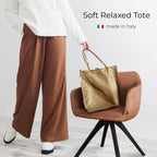 Metallic Suede Leather Tote Bag