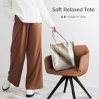 Metallic Suede Leather Tote Bag