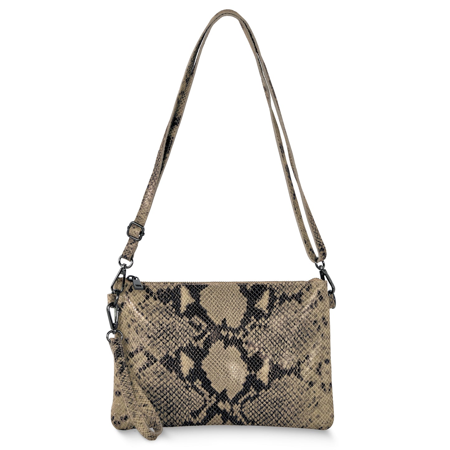Python-Print Suede Hobo Bag