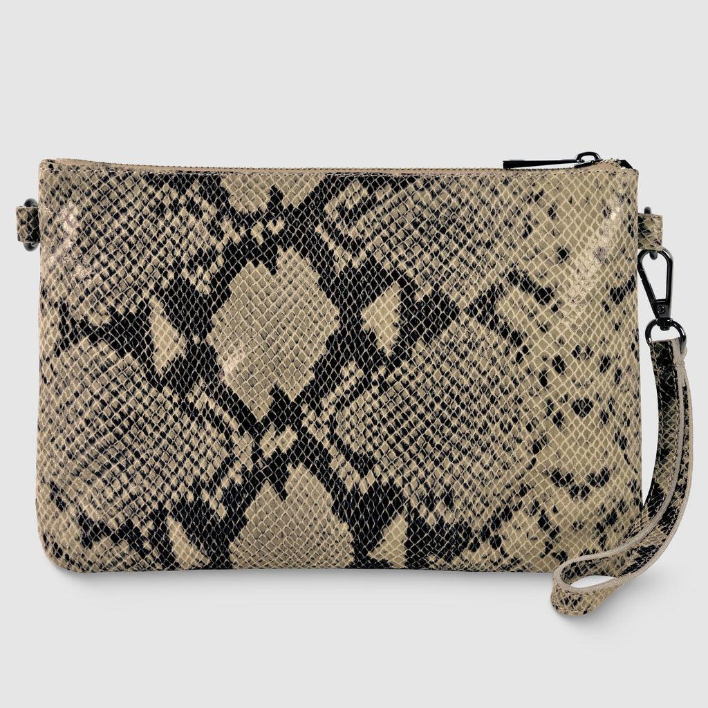 Python-Print Suede Hobo Bag