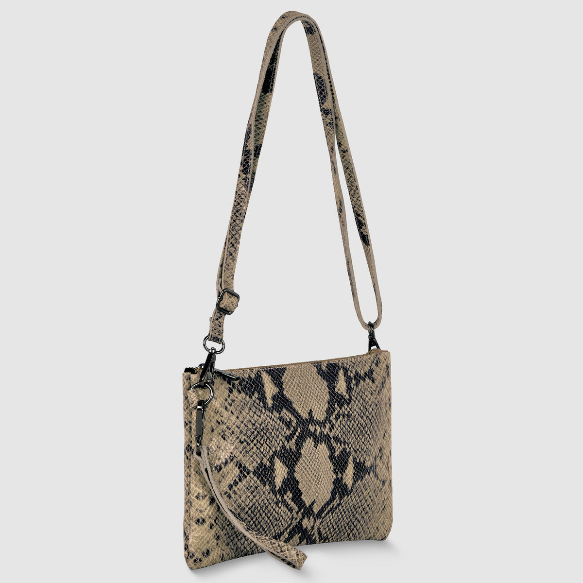 Python-Print Suede Hobo Bag