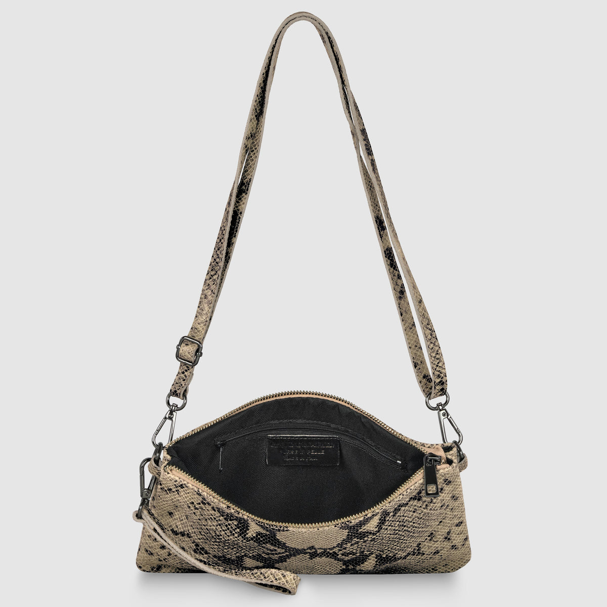 Python-Print Suede Hobo Bag
