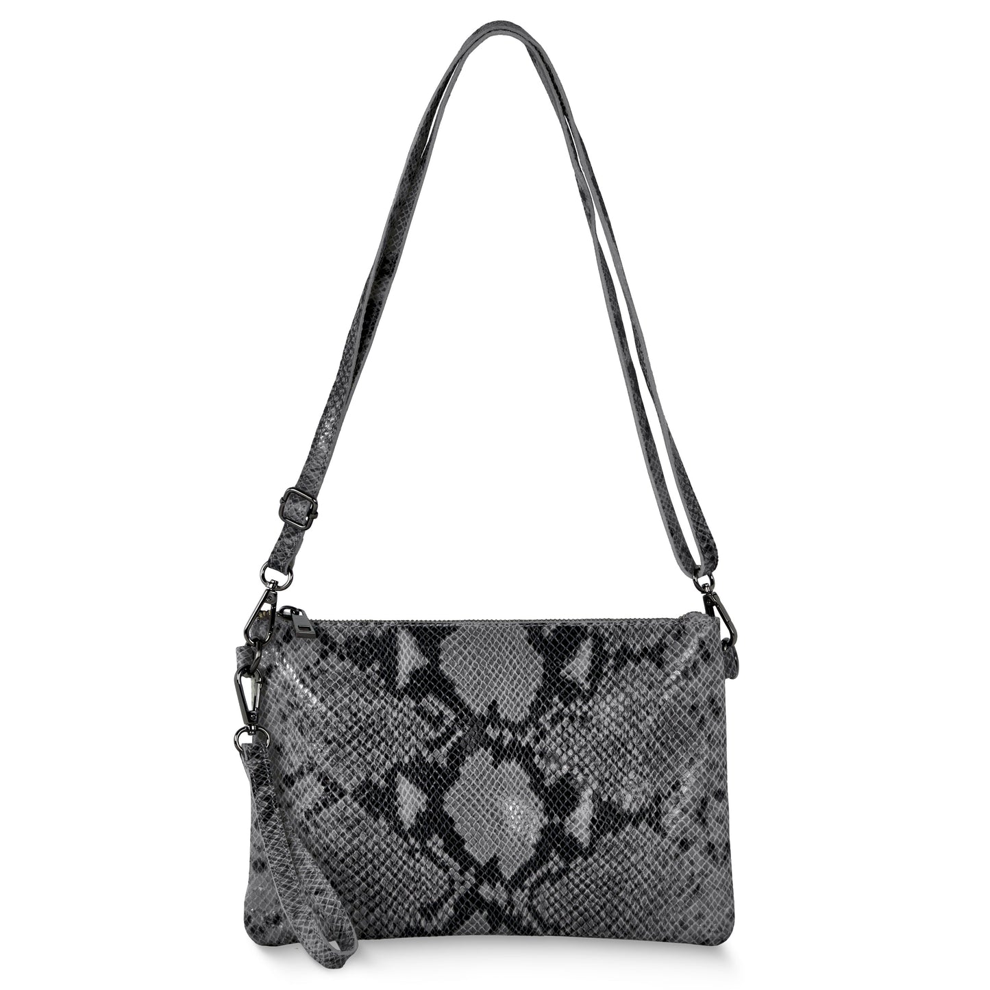 Python-Print Suede Hobo Bag