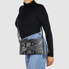 Python-Print Suede Hobo Bag