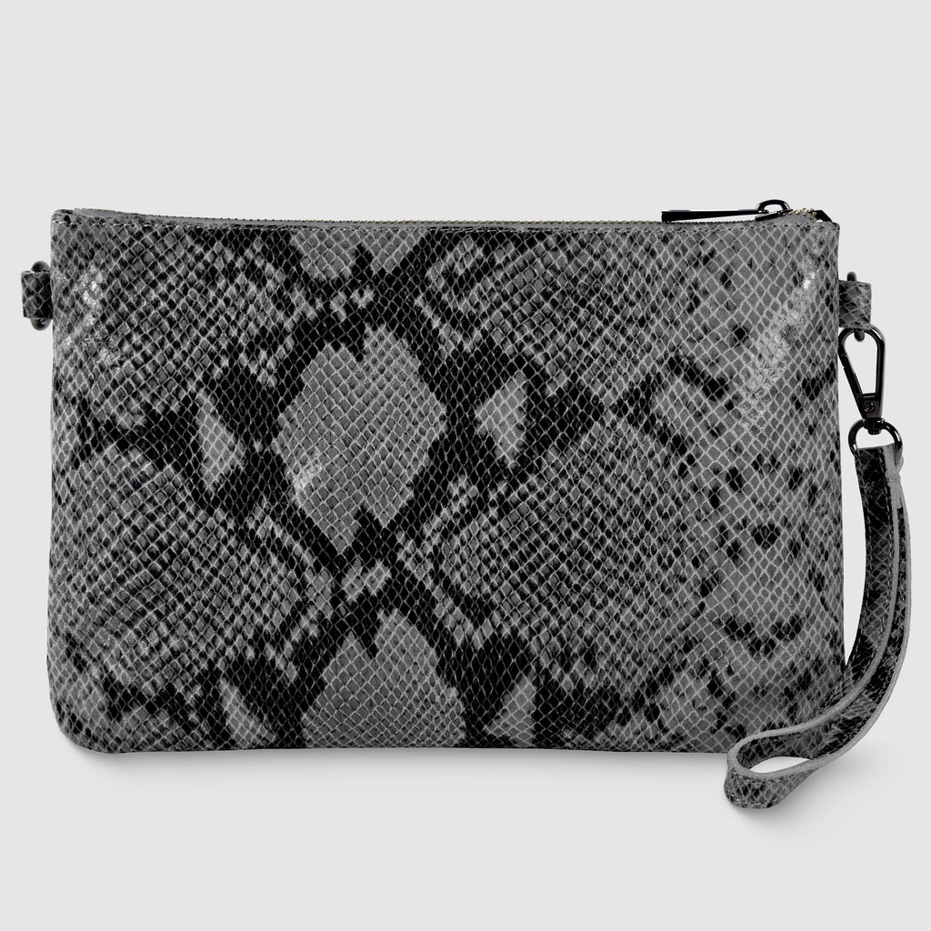 Python-Print Suede Hobo Bag