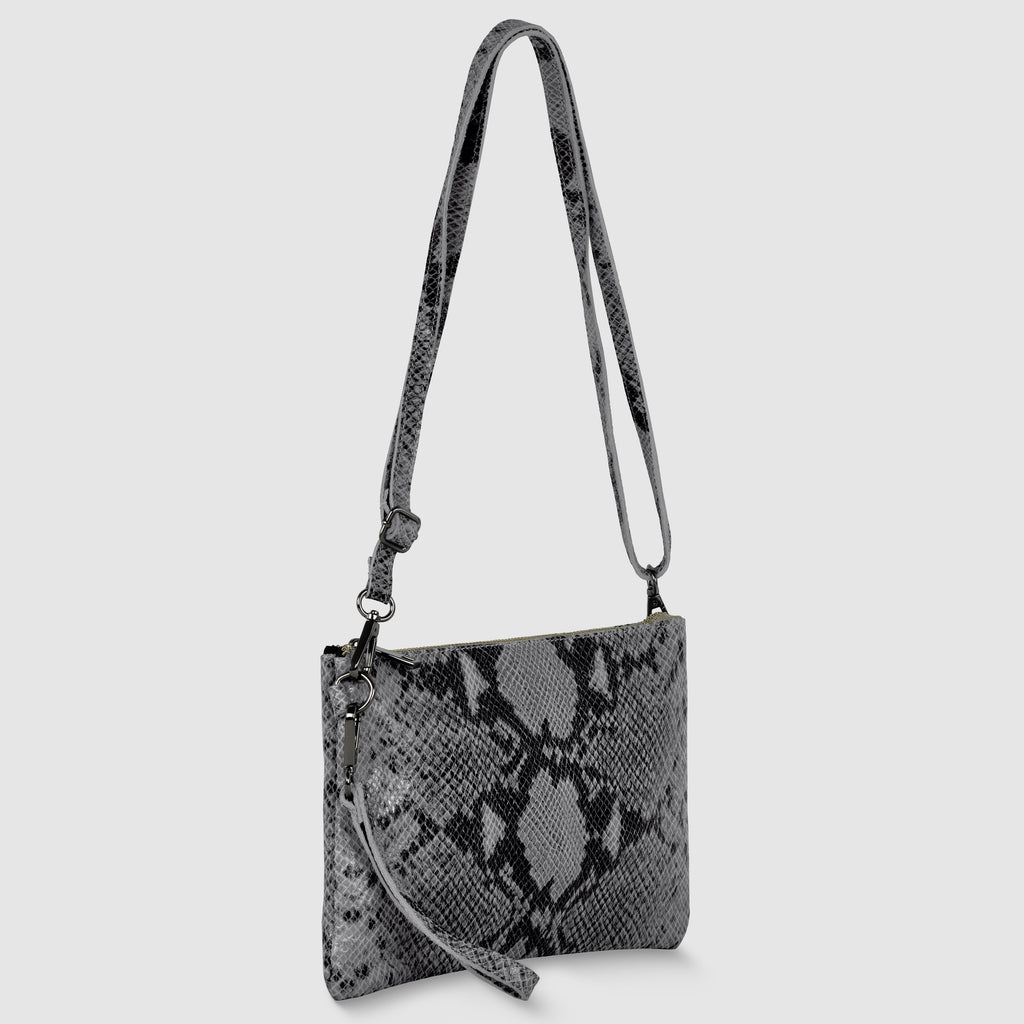 Python-Print Suede Hobo Bag