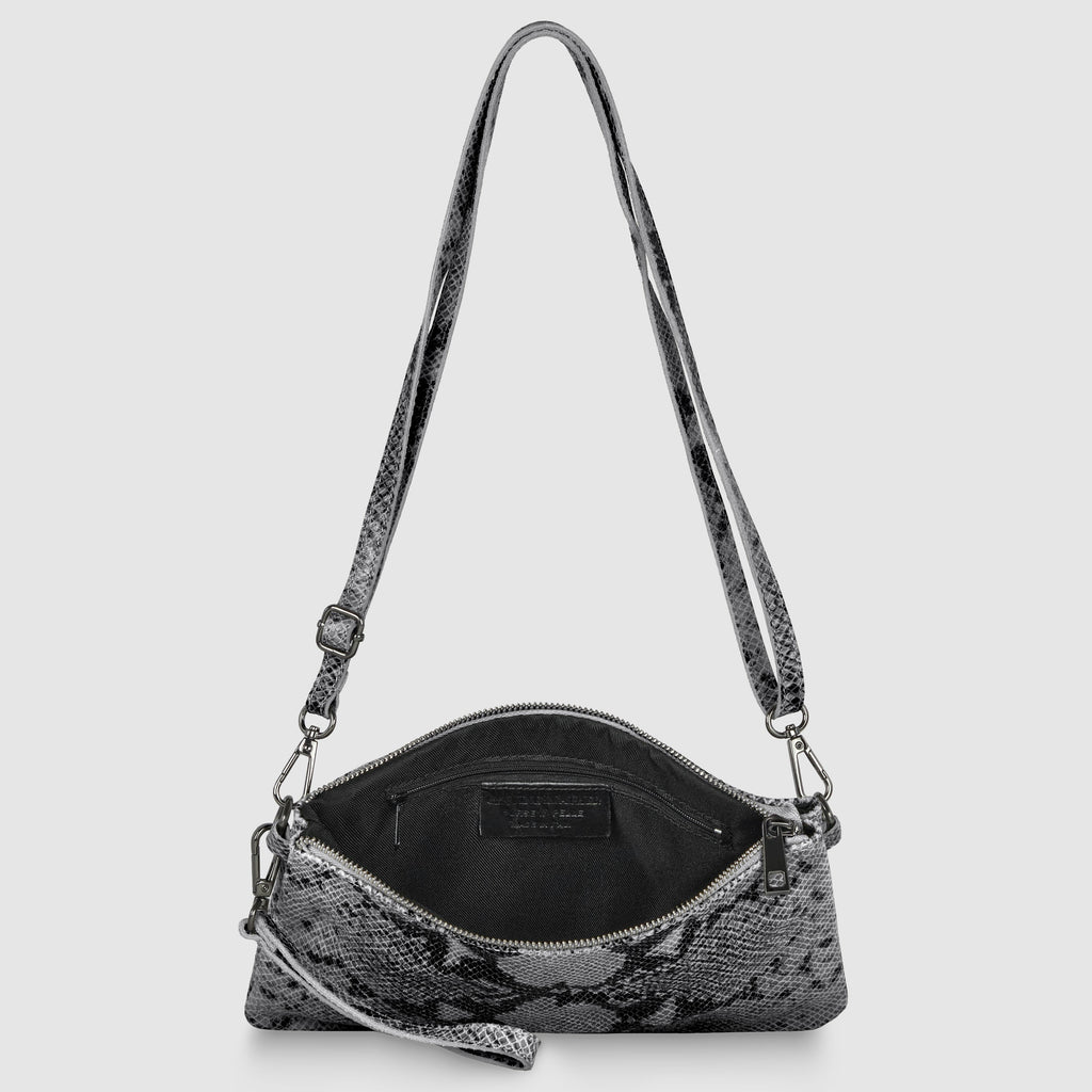 Python-Print Suede Hobo Bag