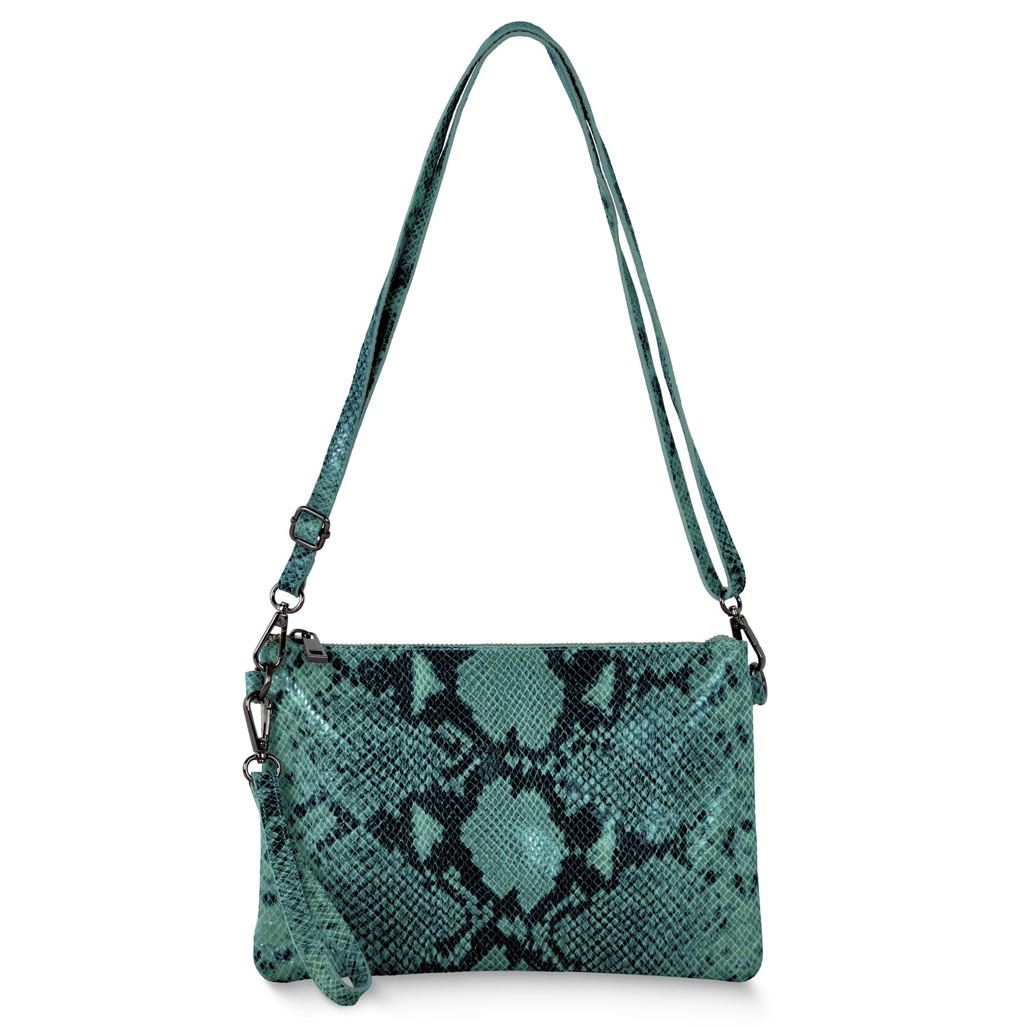 Python-Print Suede Hobo Bag
