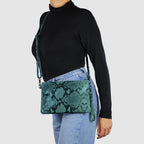 Python-Print Suede Hobo Bag