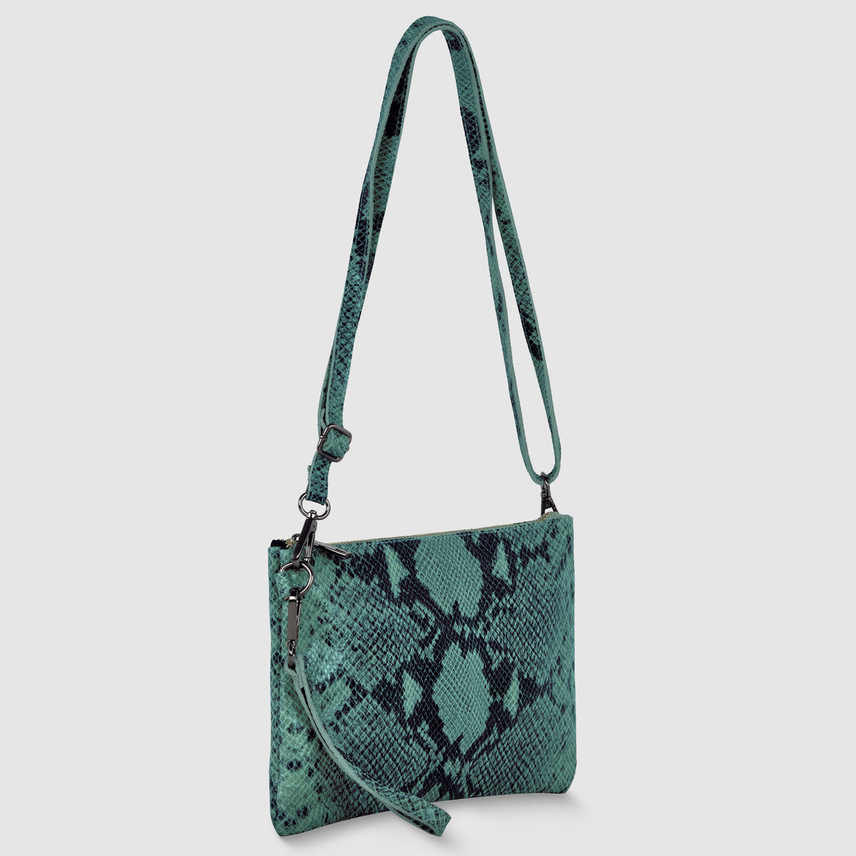 Python-Print Suede Hobo Bag