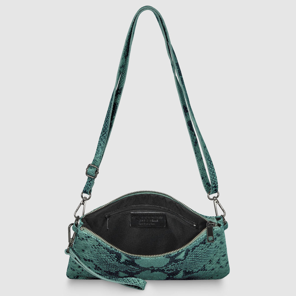 Python-Print Suede Hobo Bag